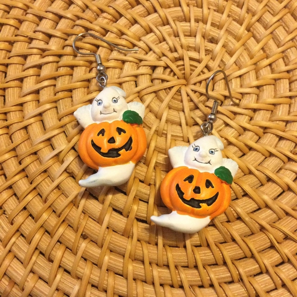 Halloween pumpkin ghost earrings